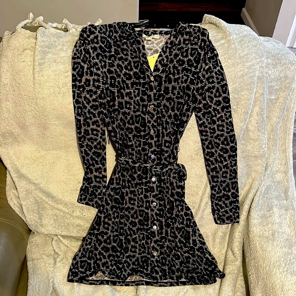 MK long sleeve belted business casual dress